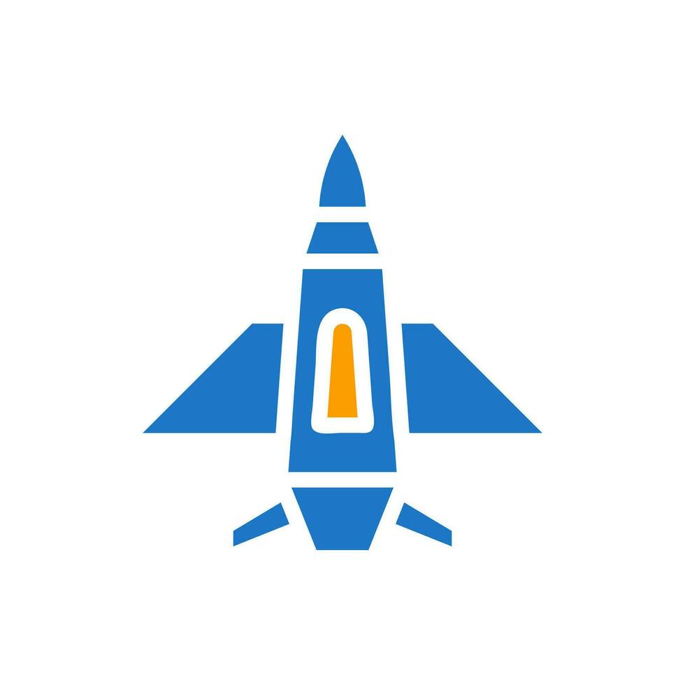 flygplan ikon fast blå orange Färg militär symbol perfekt. vektor