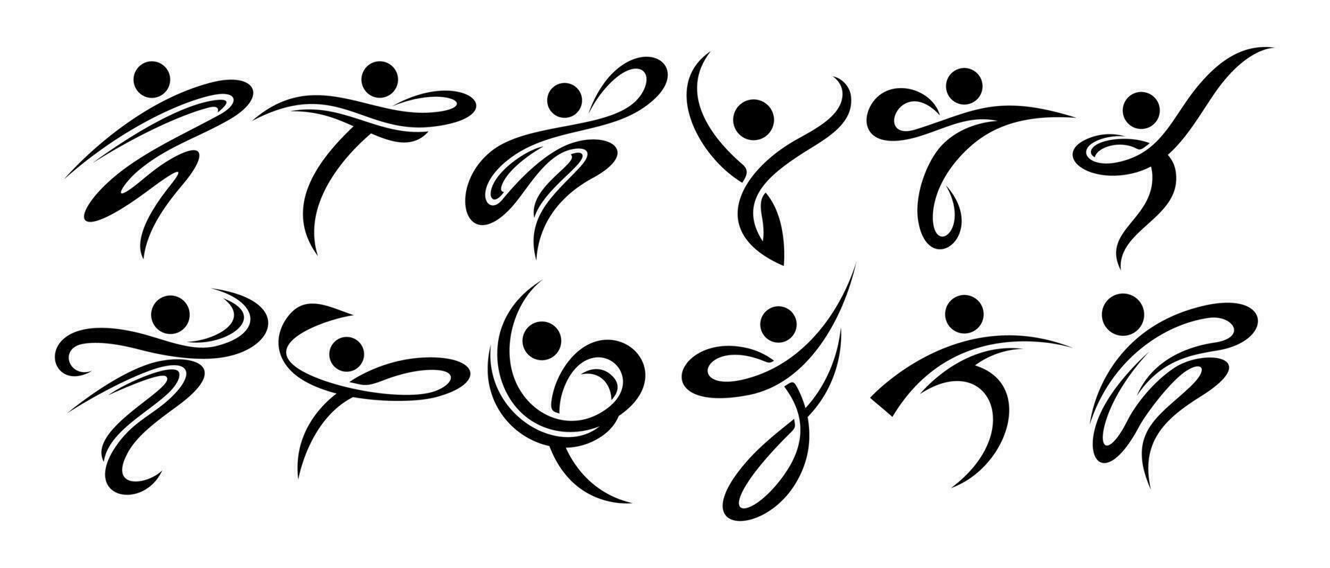 minimalistisk susa linje abstrakt mänsklig utgör ikon logotyp design uppsättning vektor