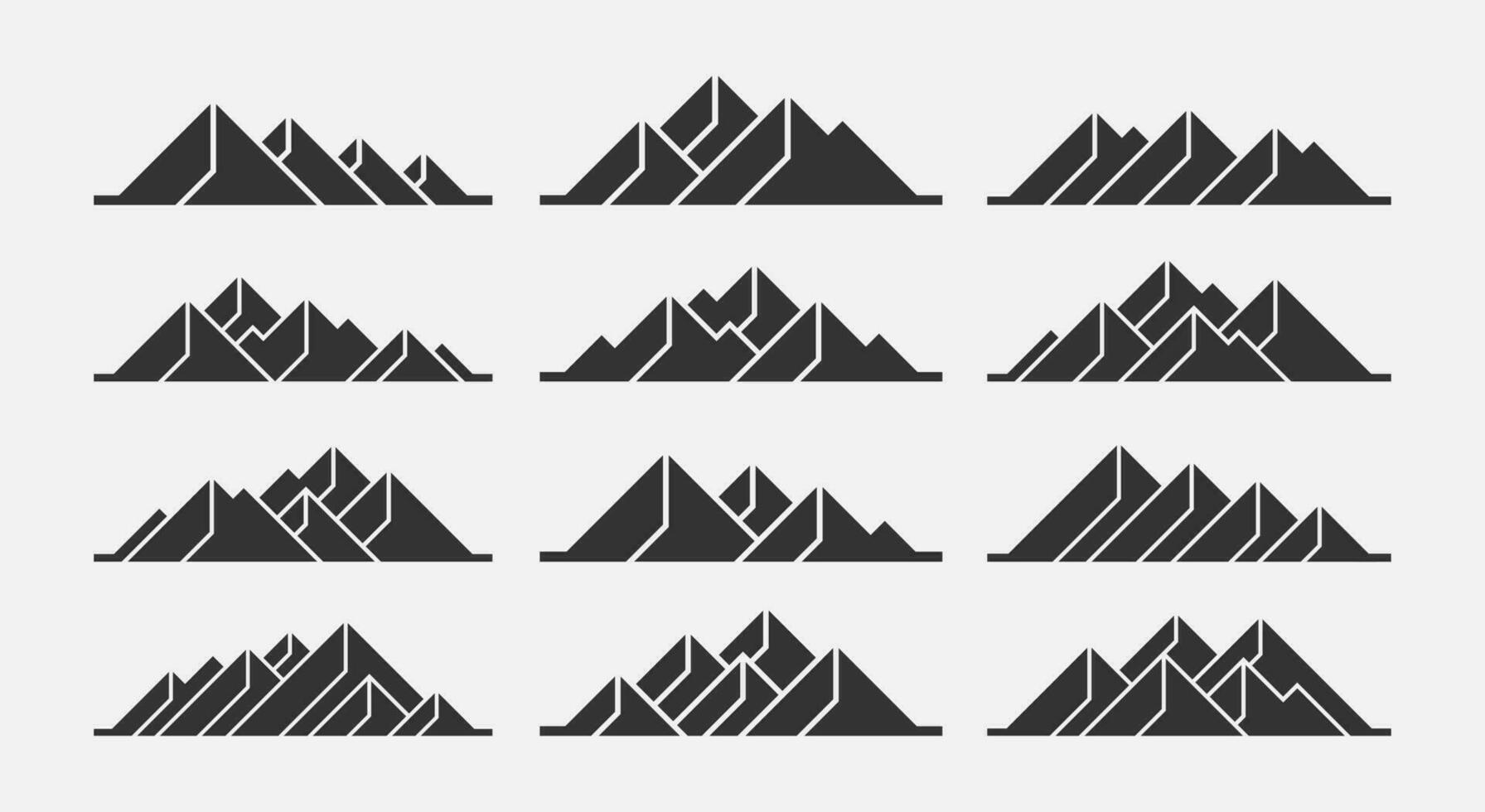 modern Technologie geometrisch eben Berg Gipfel Symbol Logo Design einstellen vektor