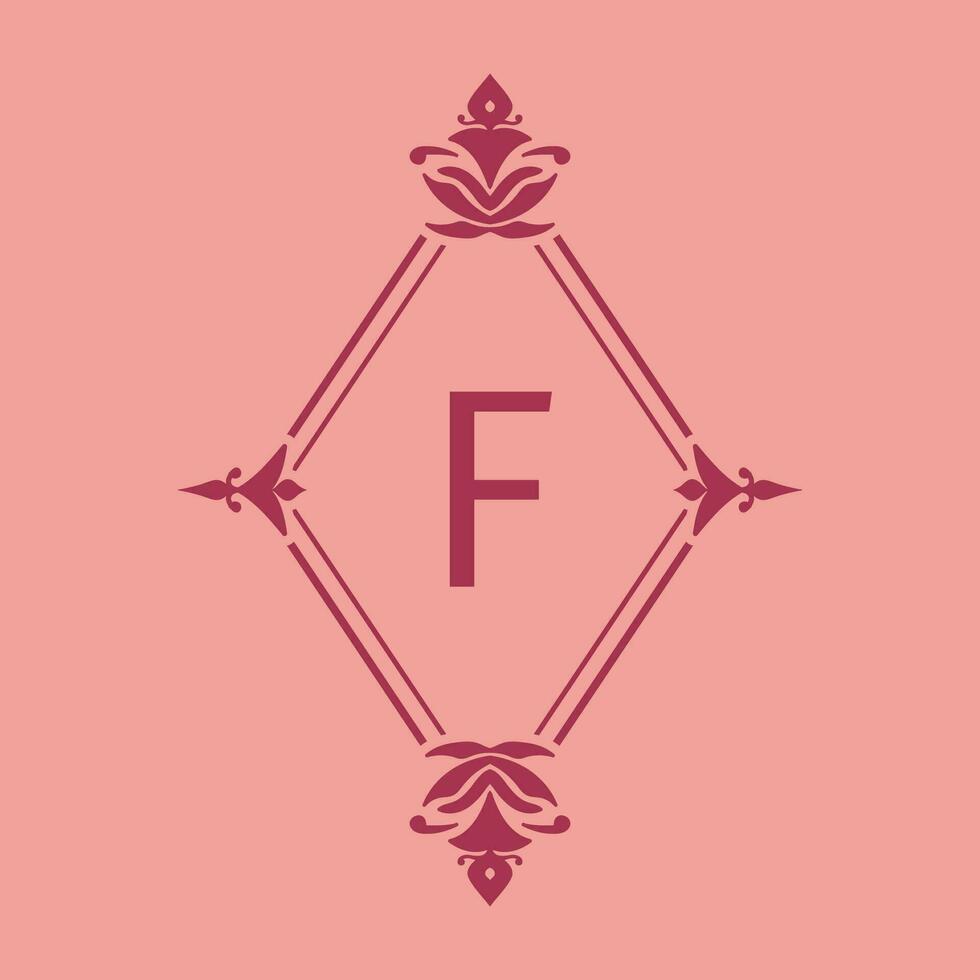 Brief f klassisch Schönheit Jahrgang Initiale Vektor Logo Rahmen