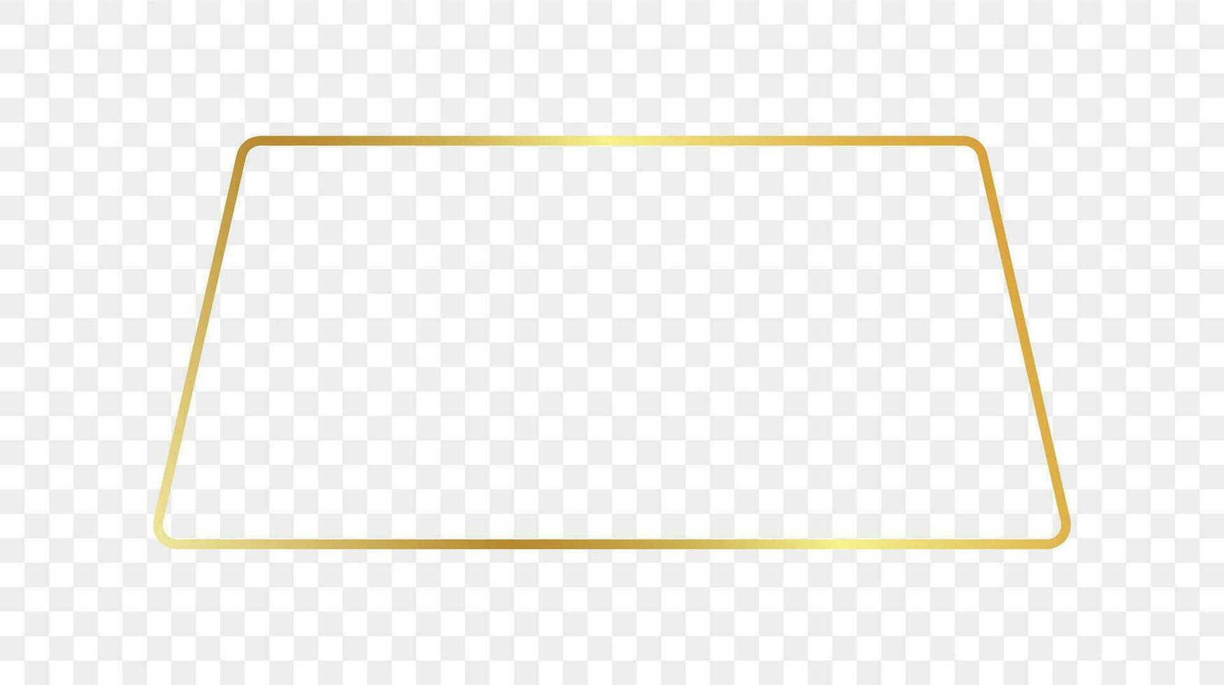 guld lysande avrundad trapezoid form ram vektor
