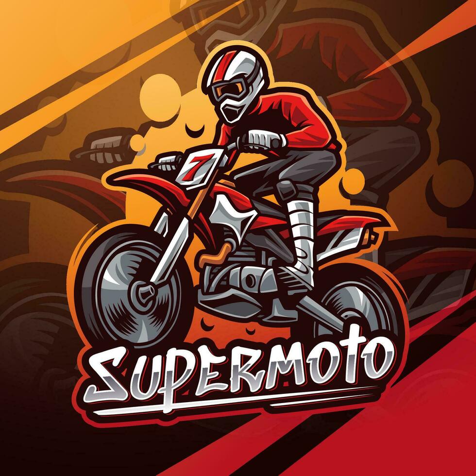 Super moto Esport Maskottchen Logo Design vektor