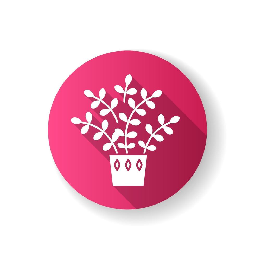 zz pflanze rosa flaches design langes schatten-glyphensymbol vektor