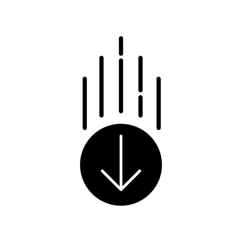 nedåtpil i cirkel svart glyph-ikon vektor