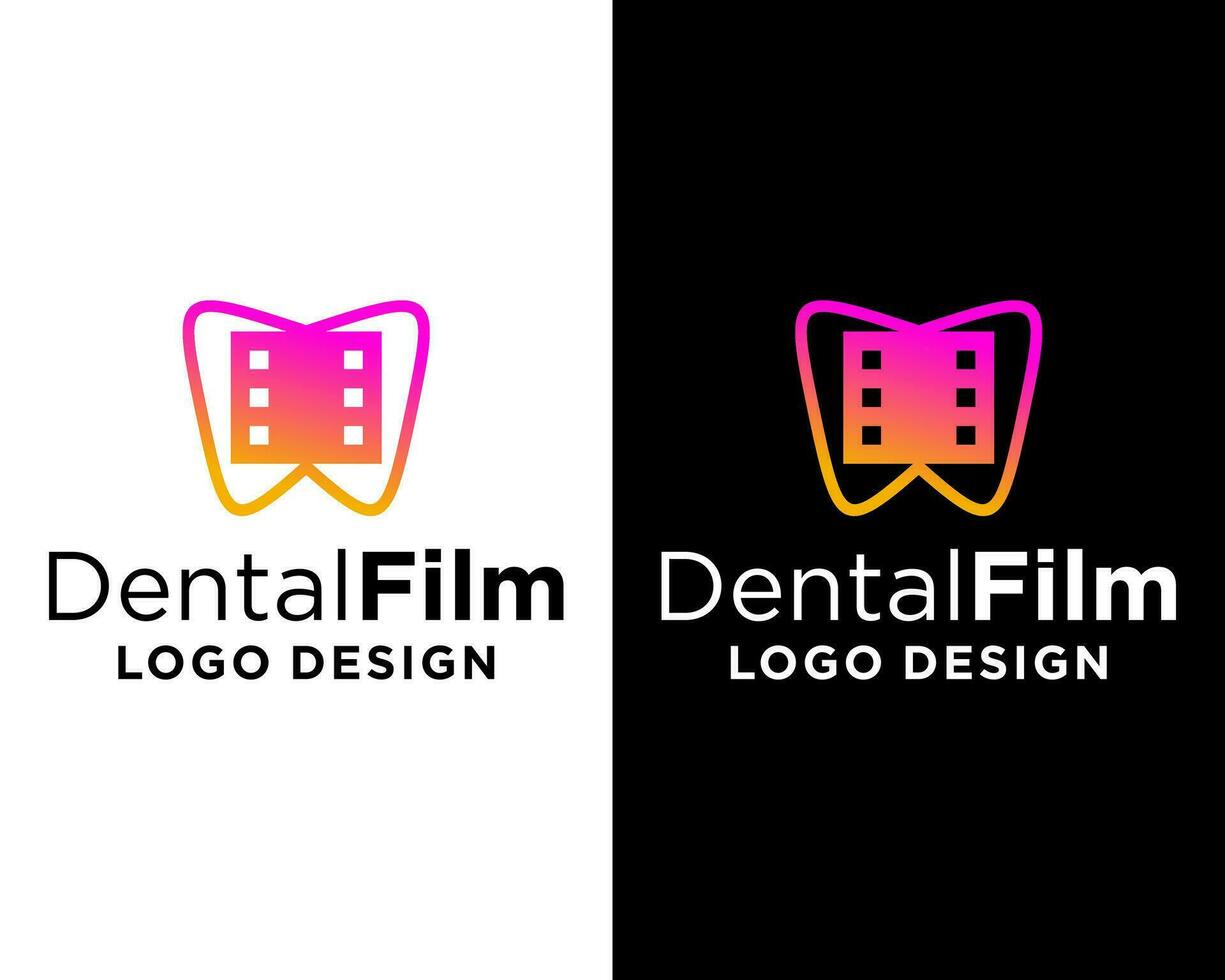 tand dental tandläkare filma video spela logotyp design. vektor