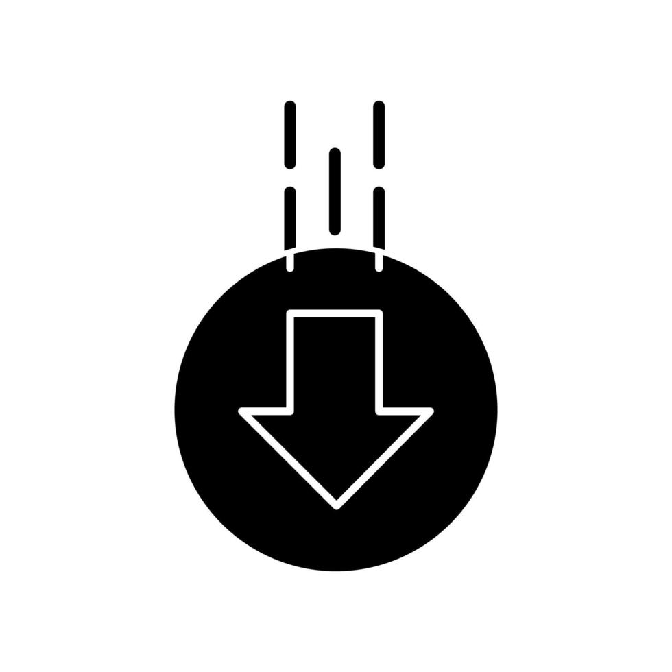 nedåtpil i cirkel svart glyph-ikon vektor