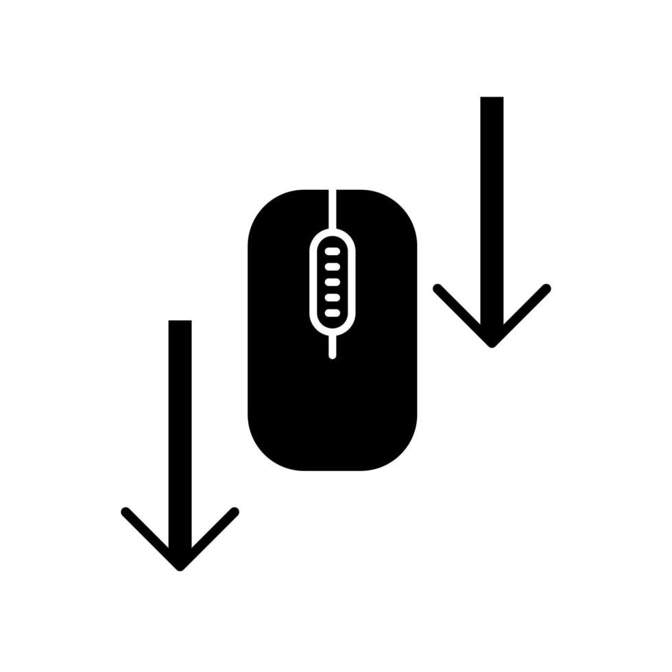 Scrollen Sie mit der Maus nach unten, schwarzes Glyphensymbol vektor