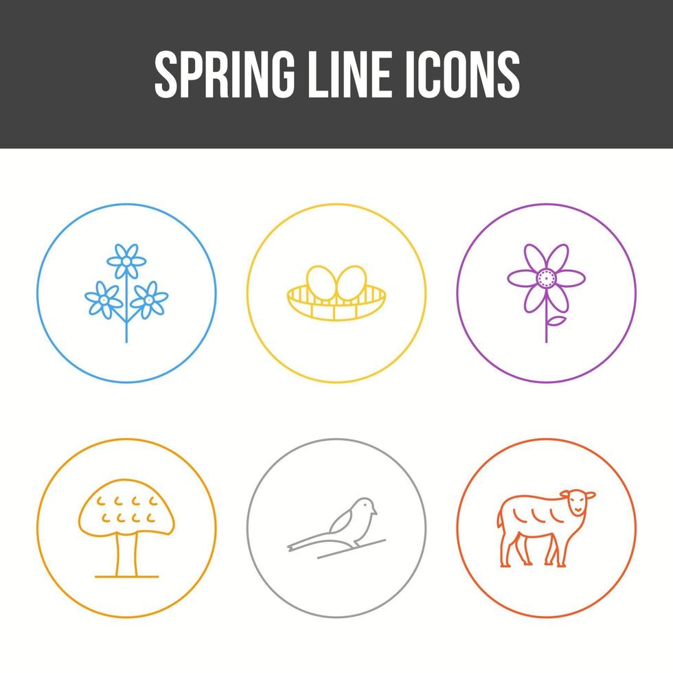 Frühlingslinie Vektor Icon Set