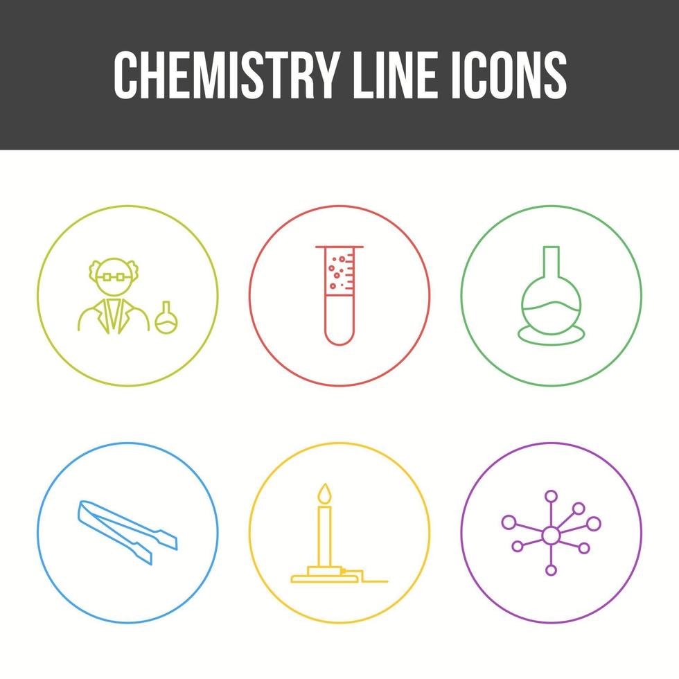 einzigartige Chemielinie Vektor Icon Set