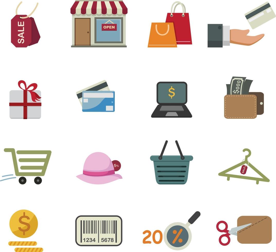 Shopping-Icons gesetzt vektor