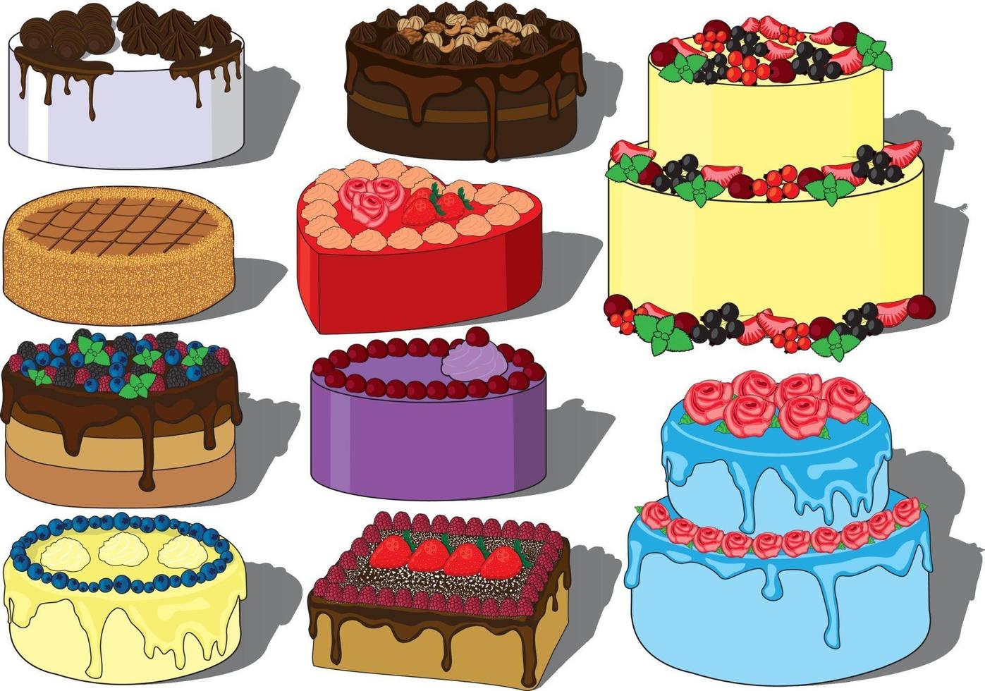 süßer Kuchen Dessert Vektor-Illustration-Set vektor