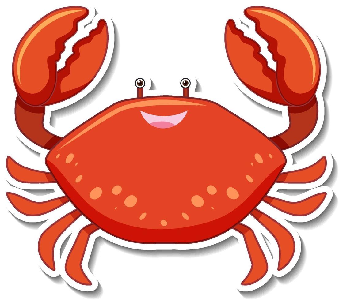 röd krabba havet djur tecknad klistermärke vektor
