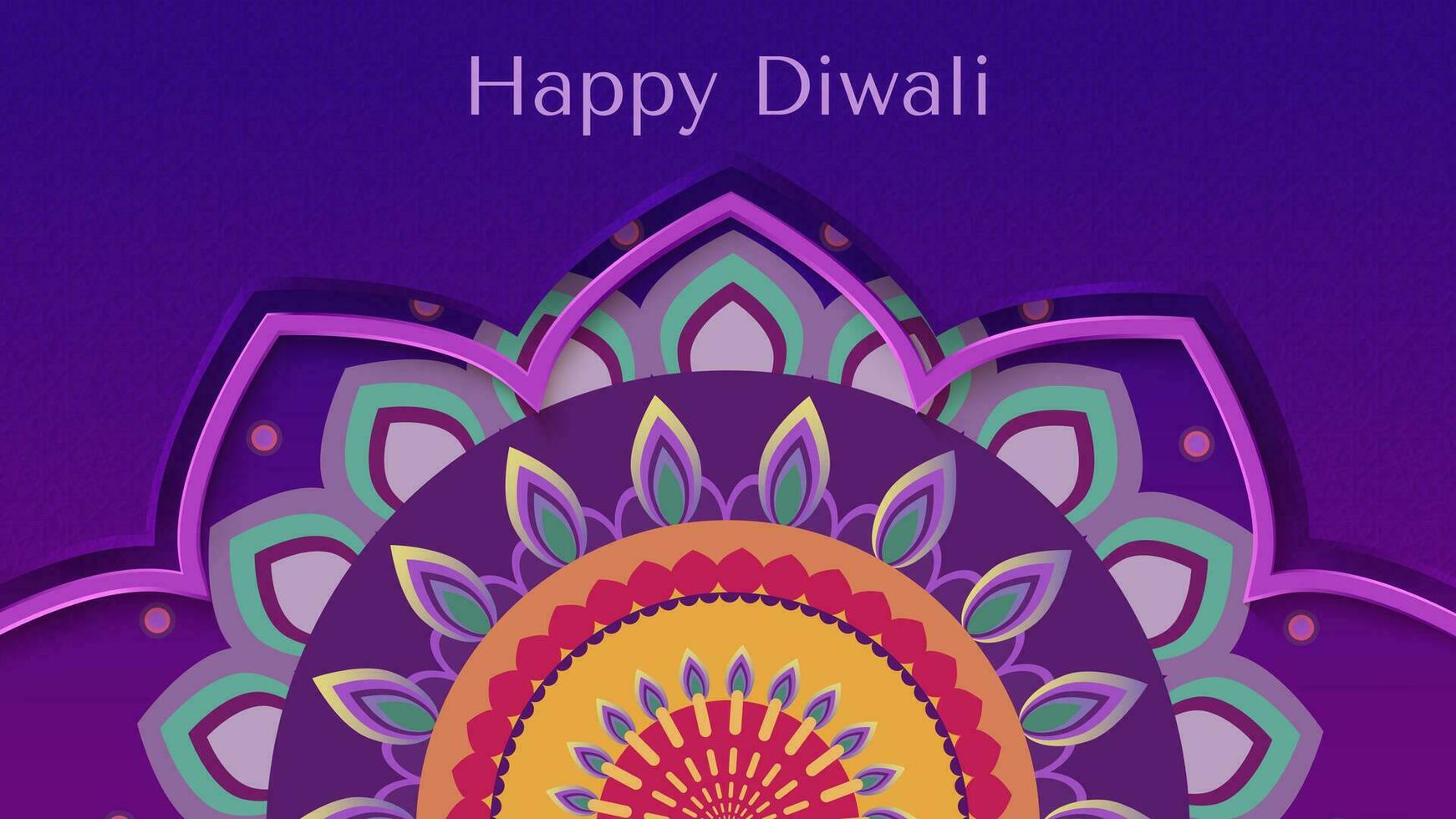 Diwali Festival Gruß Karte mit schön Rangoli und Diya Hintergrund. Vektor Illustration