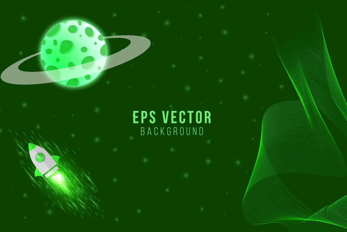 Grüner Planet Hintergrund Vektor Meteor Asteroid Rakete Flugzeug Galaxie