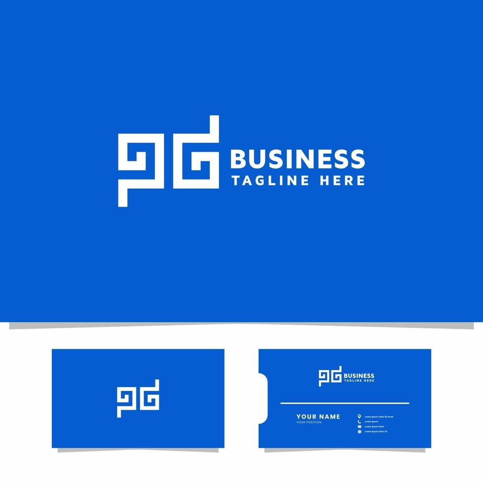 einfaches und minimalistisches Buchstaben-PG-Logo mit Visitenkartenvorlage vektor