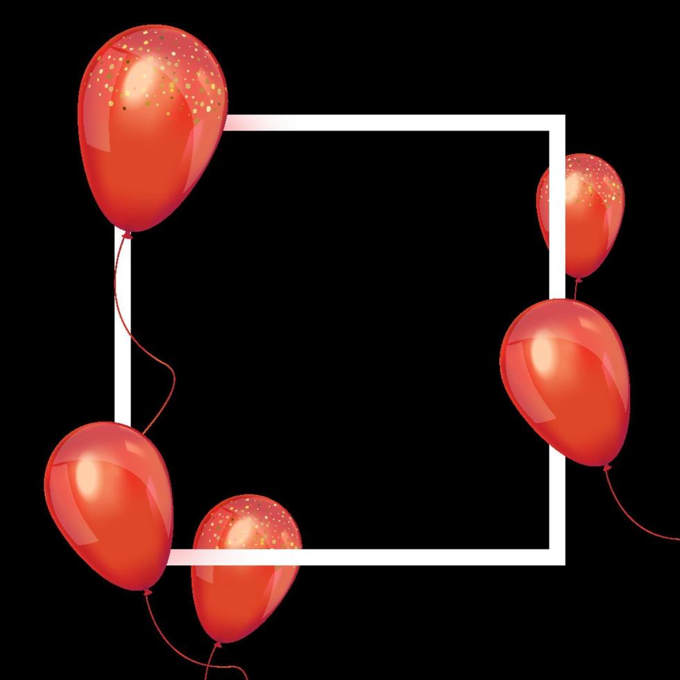 svart fredag försäljningsaffisch med röda glänsande ballonger vektor