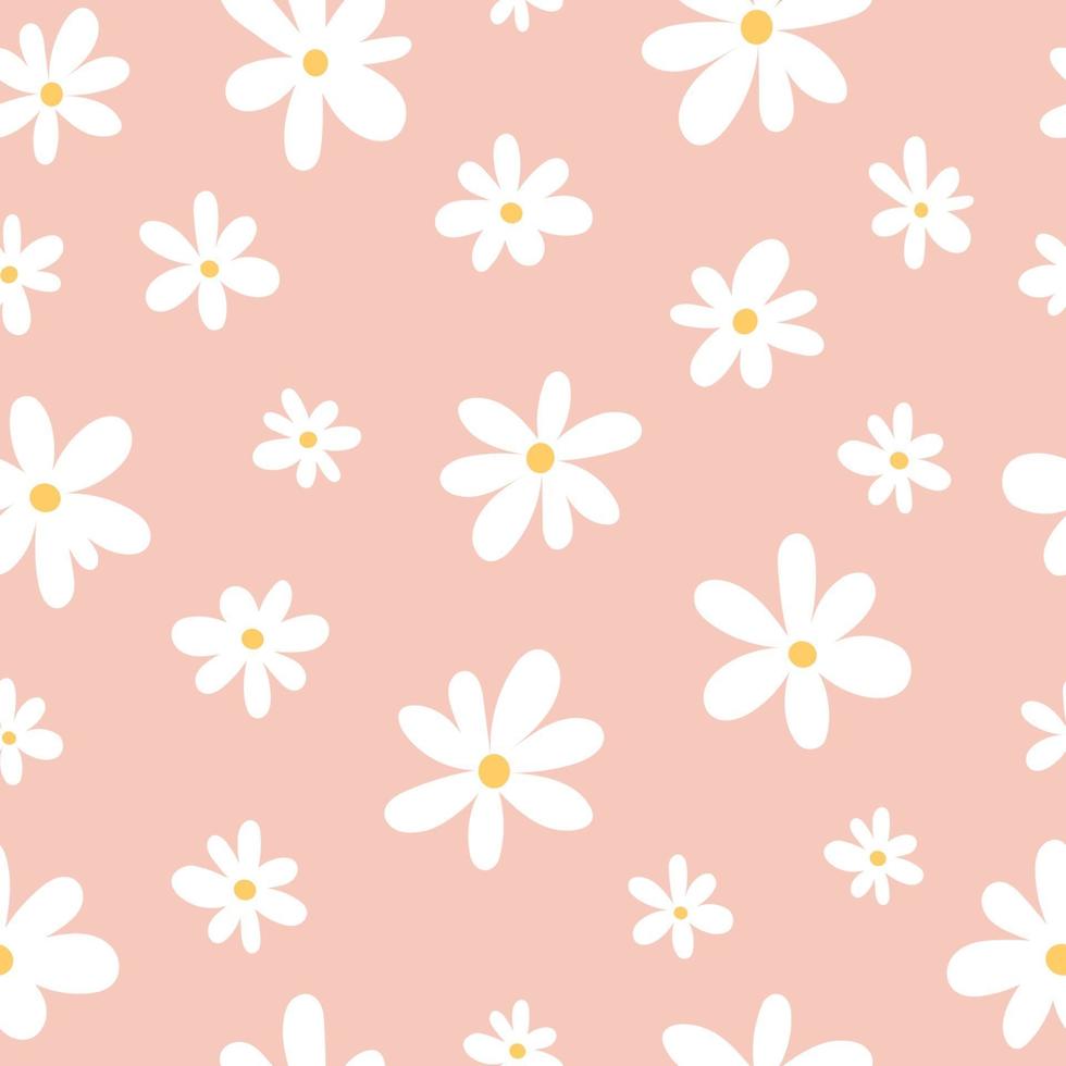 nahtloses Muster aus weißen Kamillen auf rosa Hintergrund vektor