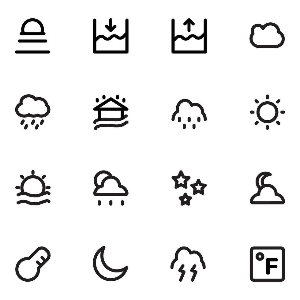 samling av väder djärv linje ikoner vektor