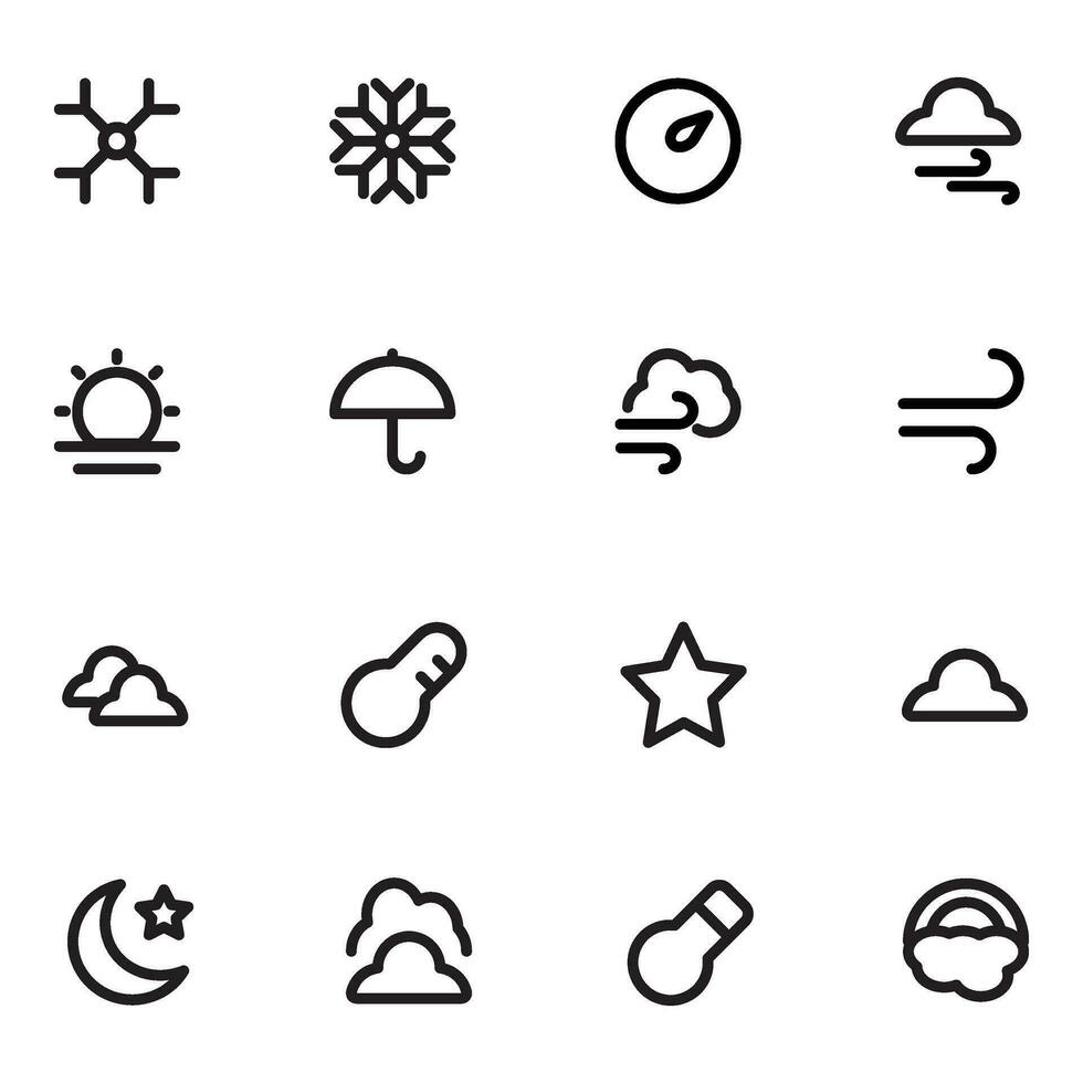 samling av väder djärv linje ikoner vektor