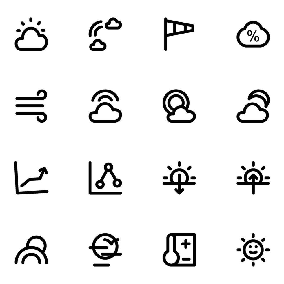 Sammlung von Wetter Fett gedruckt Linie Symbole vektor