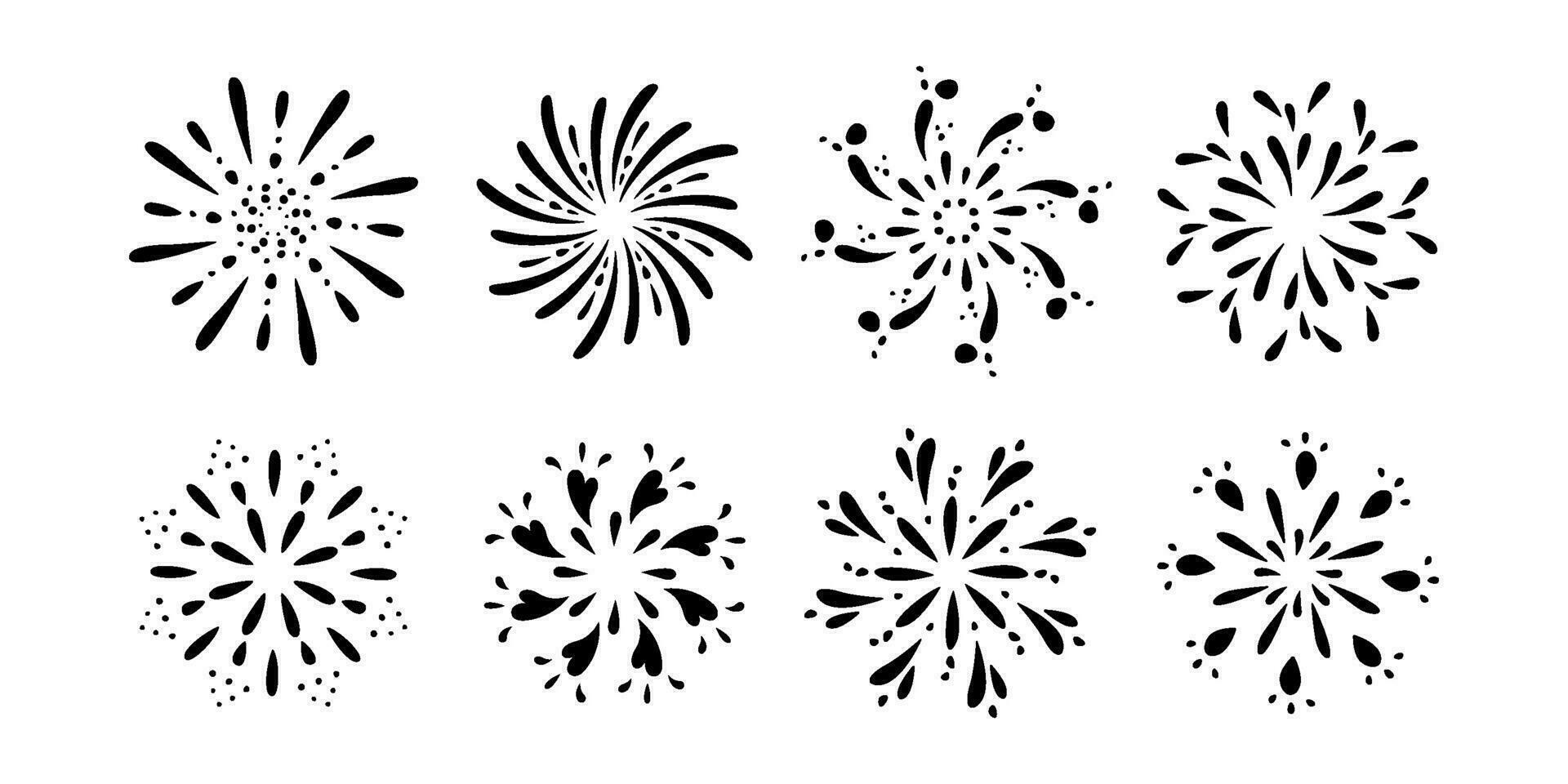 svart enkel fyrverkeri uppsättning isolerat på vit bakgrund vektor