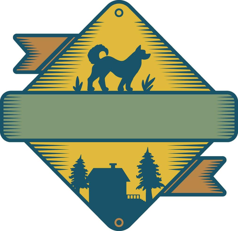 Jahrgang Stil Farmer Helfer Hund Emblem Logo vektor