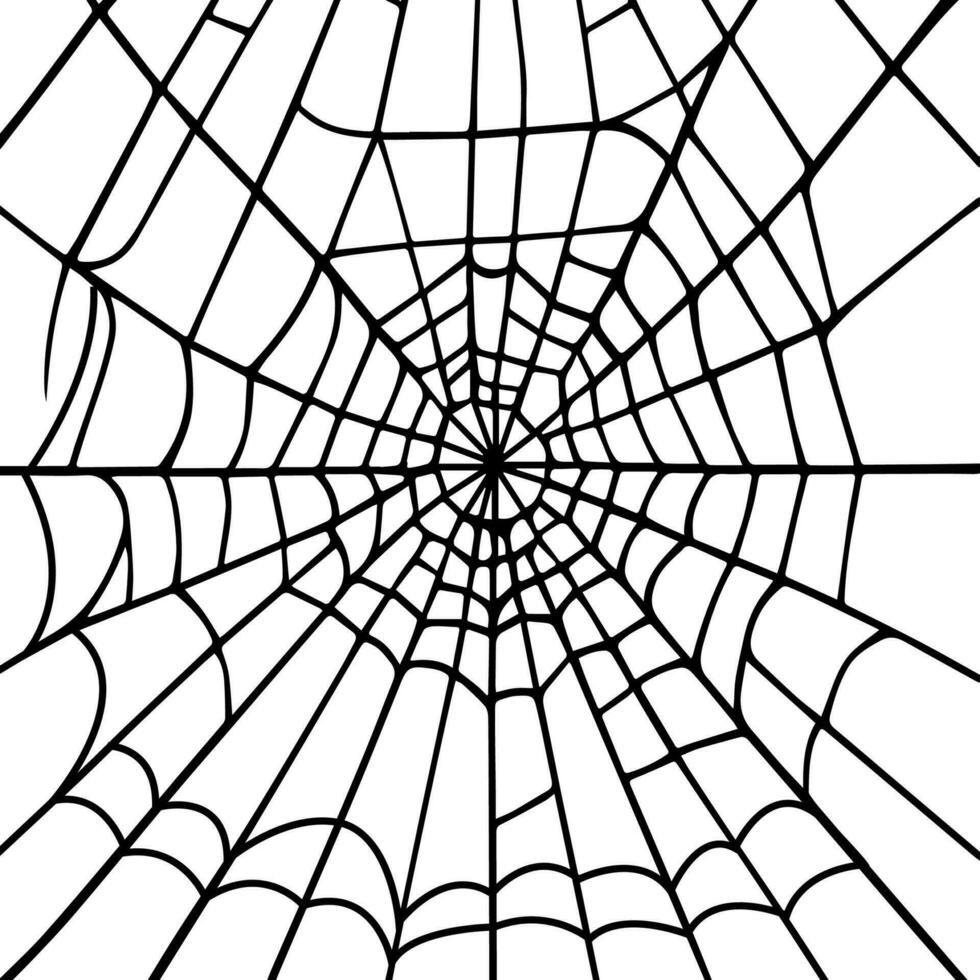 Spinne runden Netz, Hand gezeichnet. Vektor schwarz Silhouette auf ein Weiß Hintergrund.