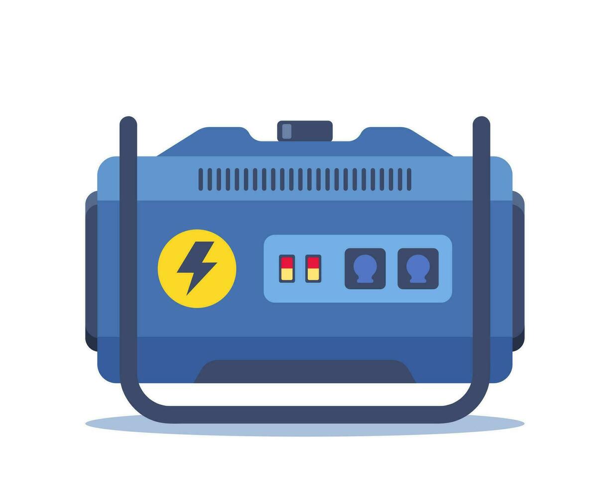 bärbar elektrisk kraft generator. teknologi, elektricitet, energi begrepp. vektor illustration.