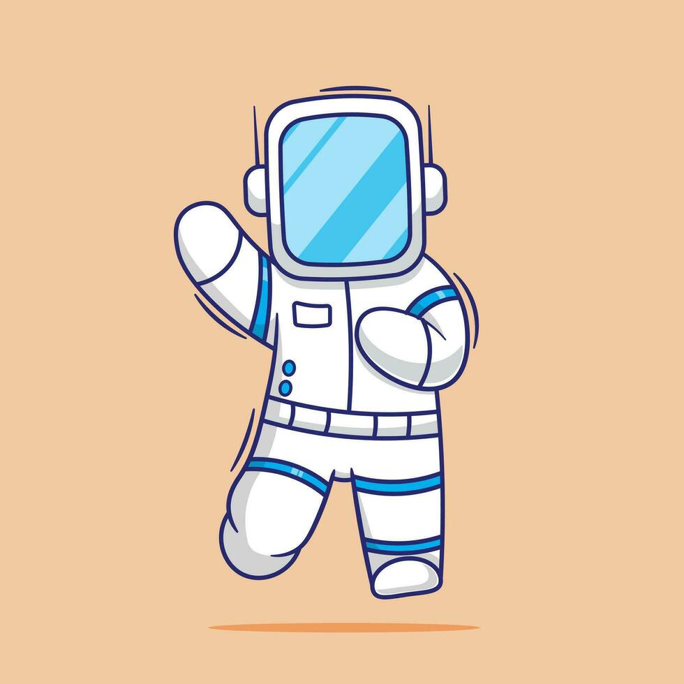 süß Design winken Astronaut Karikatur Vektor Symbol Maskottchen Illustration. futuristisch Technologie Konzept