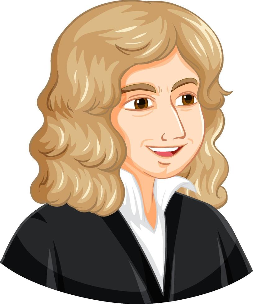 Porträt von Isaac Newton im Cartoon-Stil vektor