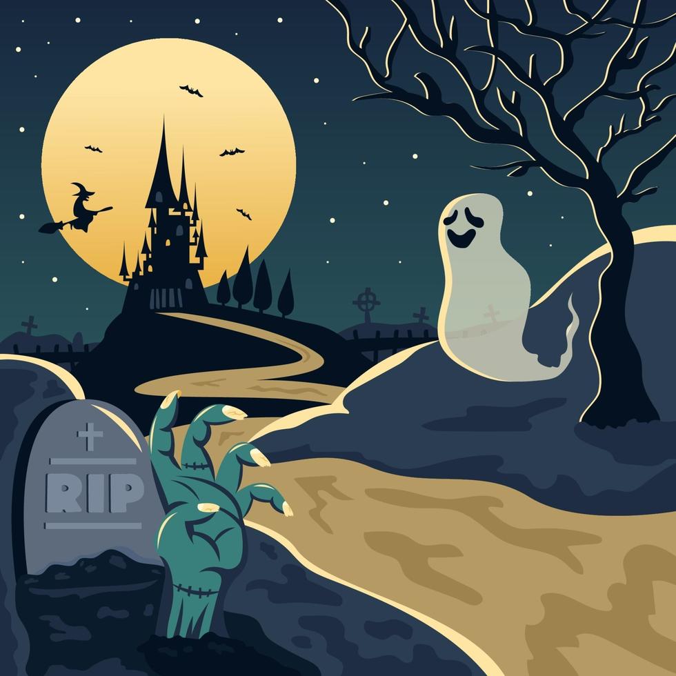 halloween nacht landschaft vektor