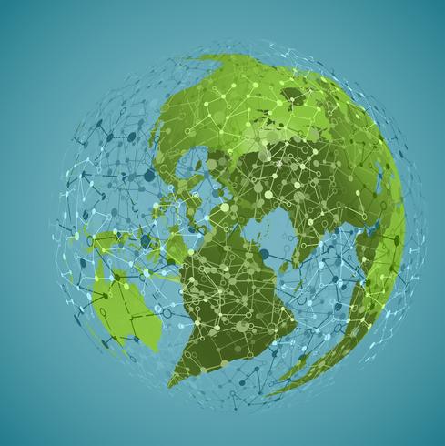 World Globe på en blå bakgrund, vektor illustration