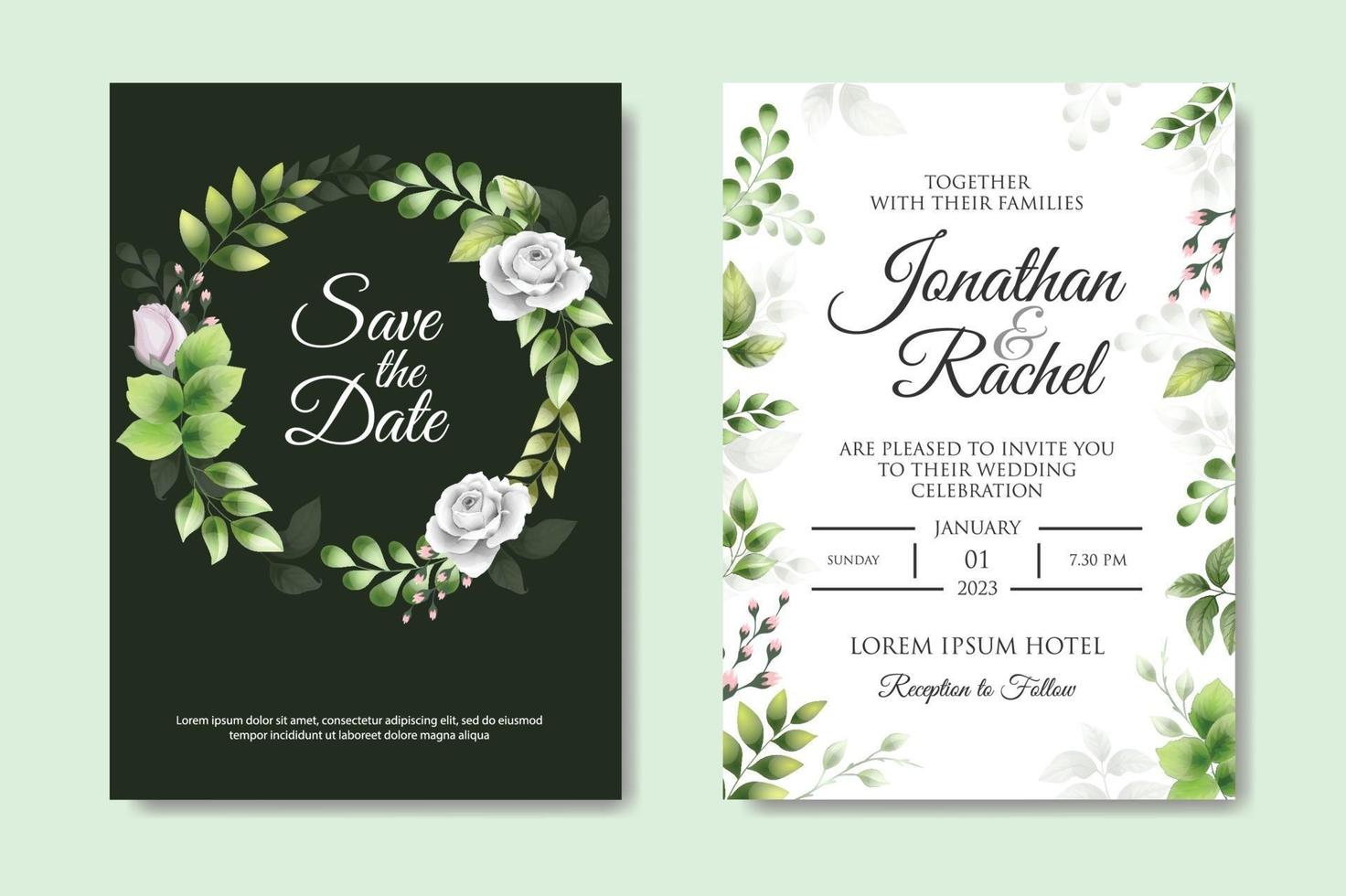 romantisk blommig inbjudningskortdesign vektor