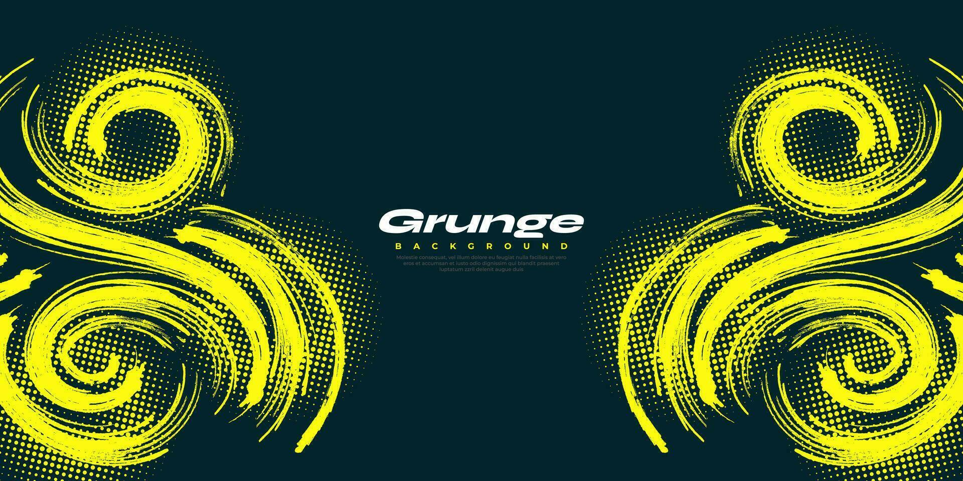 abstrakt Grunge Hintergrund mit Gelb Pinselstrich Illustration und Halbton Wirkung. Sport Banner. kratzen und Textur Elemente zum Design vektor