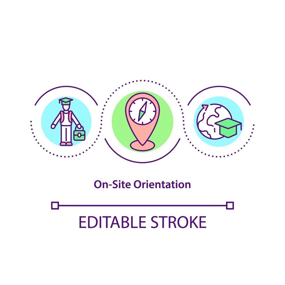 orientering på plats för internationella praktikanter konceptikon vektor