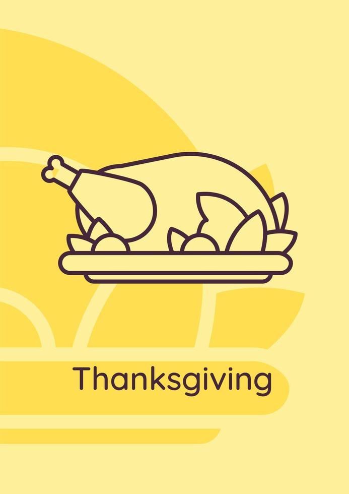 Truthahnbraten an Thanksgiving Day Postkarte mit linearem Glyphensymbol vektor