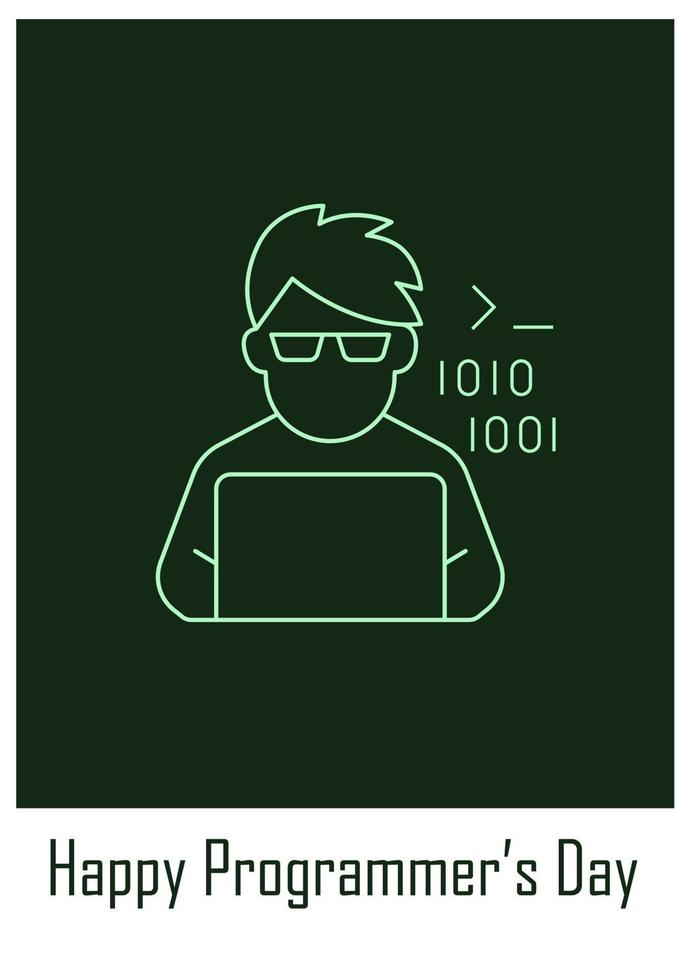 Postkarte des Programmentwicklers mit linearem Glyphensymbol werden vektor