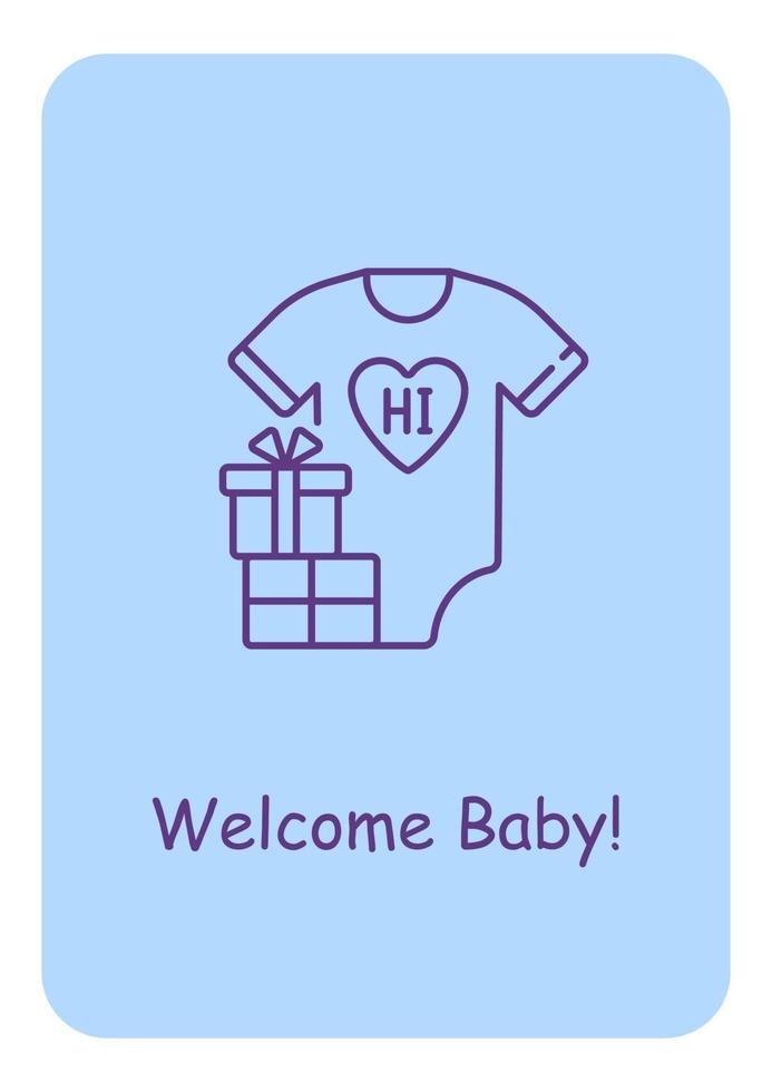 ny baby ankomstfirande i familjens vykort med linjär teckensymbol vektor