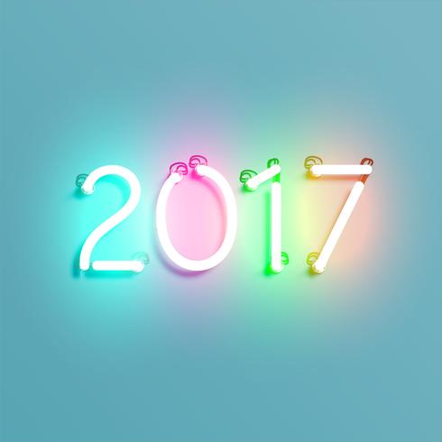 Glänzendes Zeichen des Neons 2017, Vektorillustration vektor