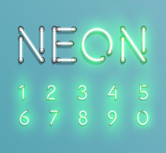 Realistisk neon karaktär typeset, vektor