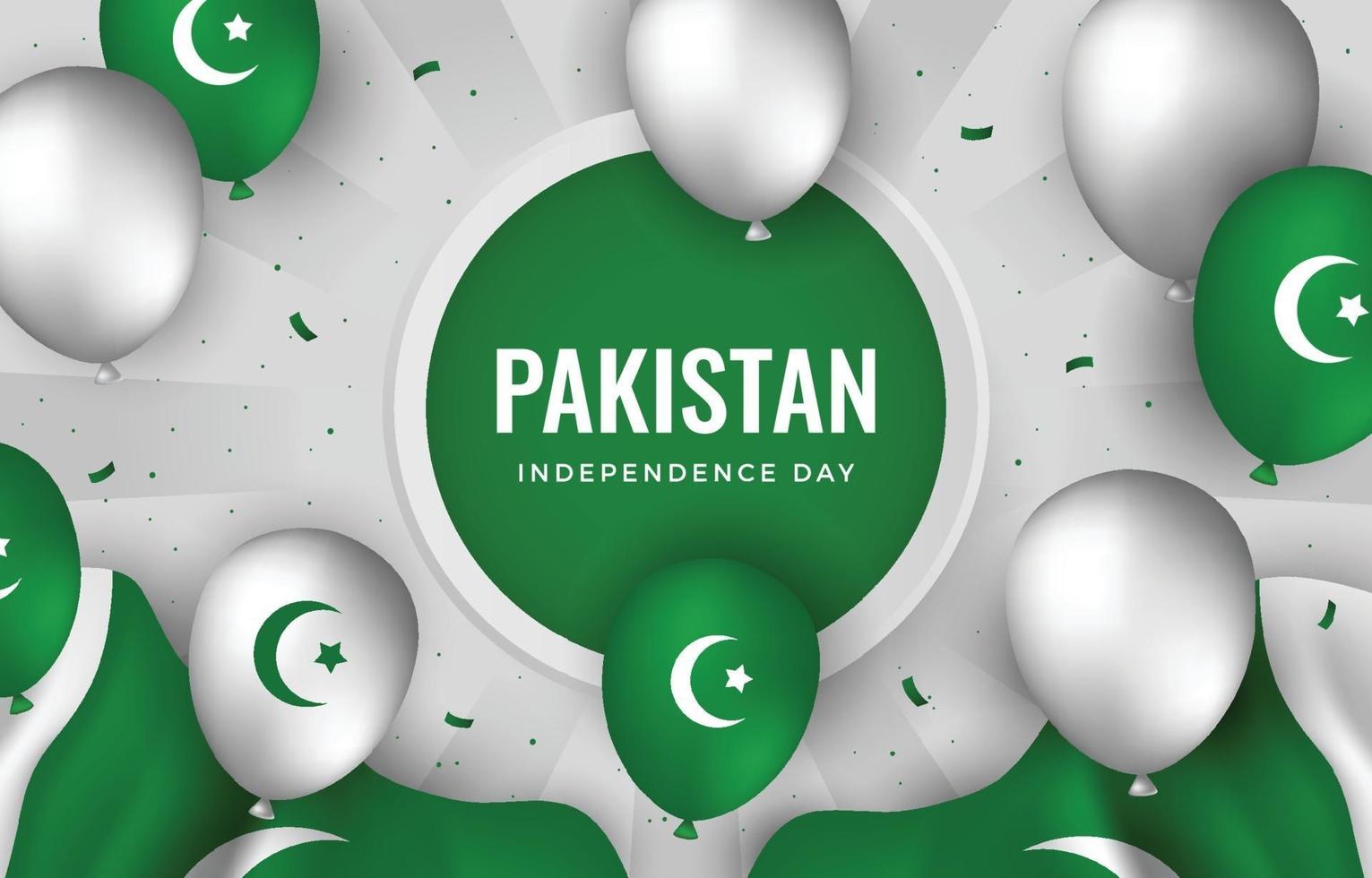 pakistans självständighetsdag med ballongelementkoncept vektor