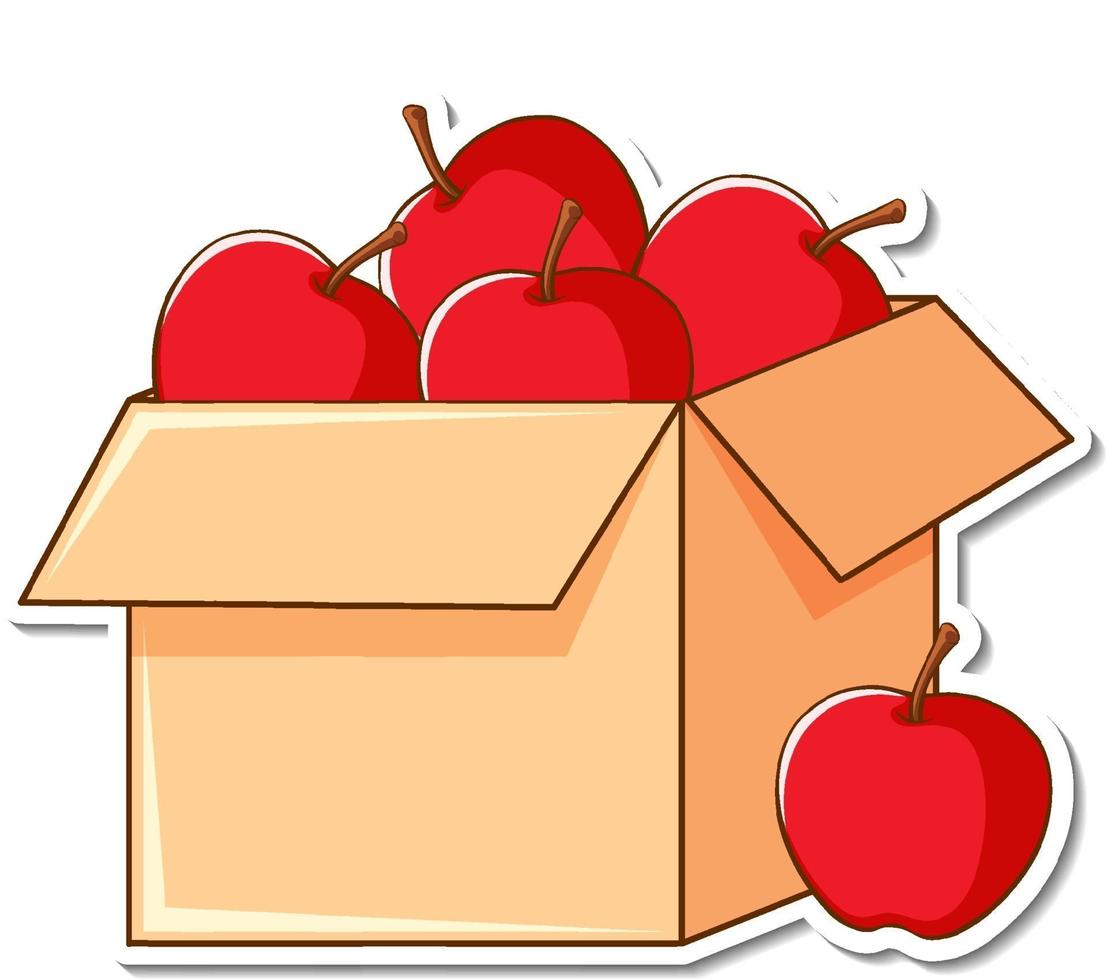 Stickervorlage mit vielen Äpfeln in einer Box vektor