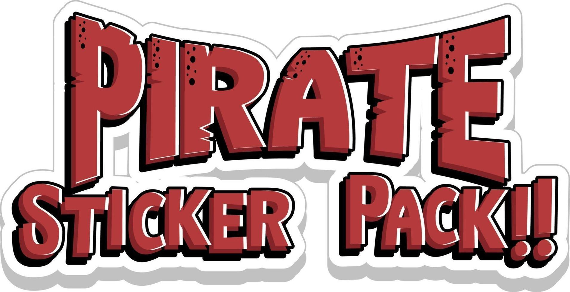 Schriftdesign mit Piraten-Sticker-Pack-Wort vektor