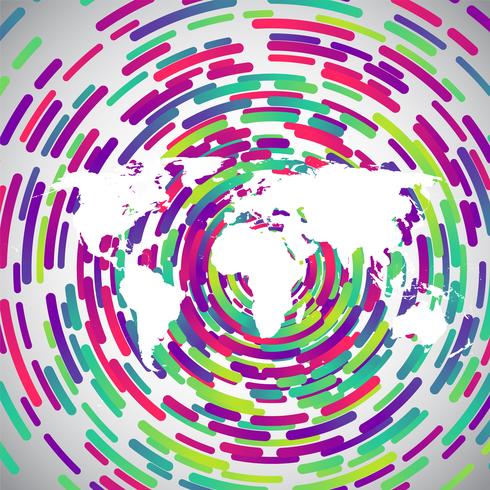 Abstrakt världskarta med färgglada cirklar för reklam, vektor