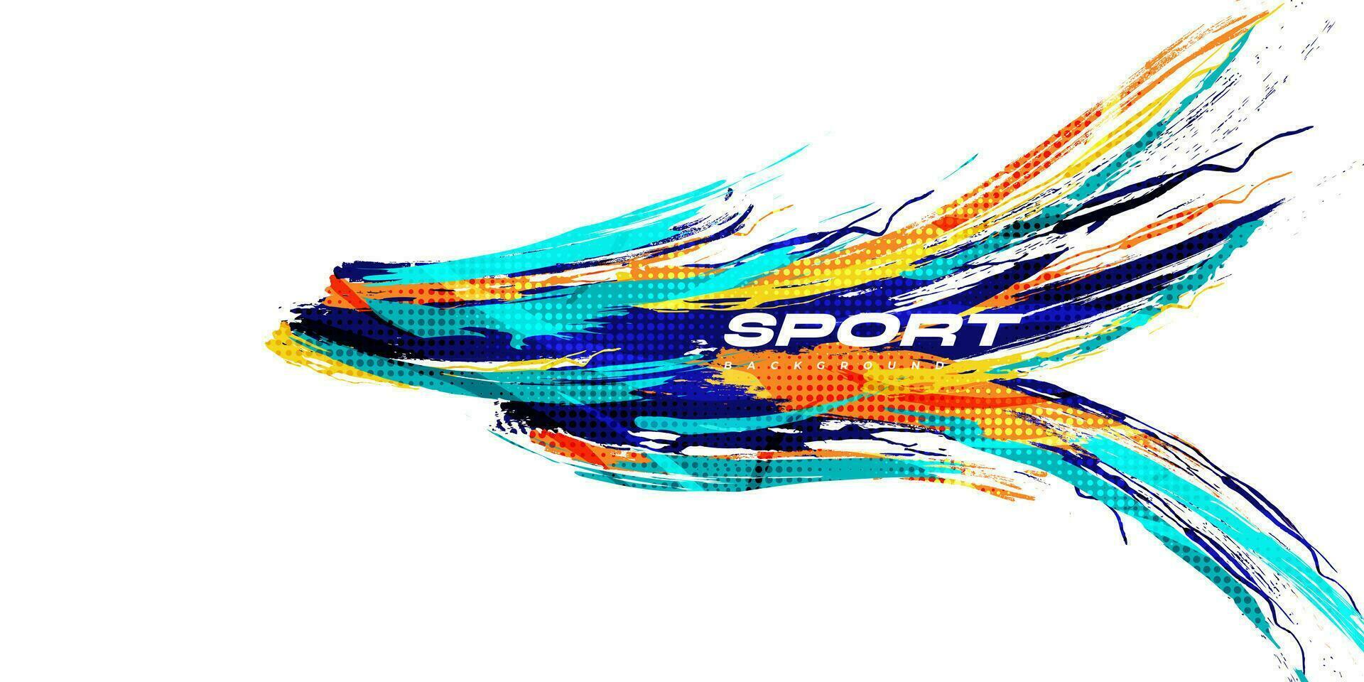 abstrakt und bunt Bürste Hintergrund mit Halbton Wirkung. Sport Banner. Bürste Schlaganfall Illustration. kratzen und Textur Elemente zum Design vektor