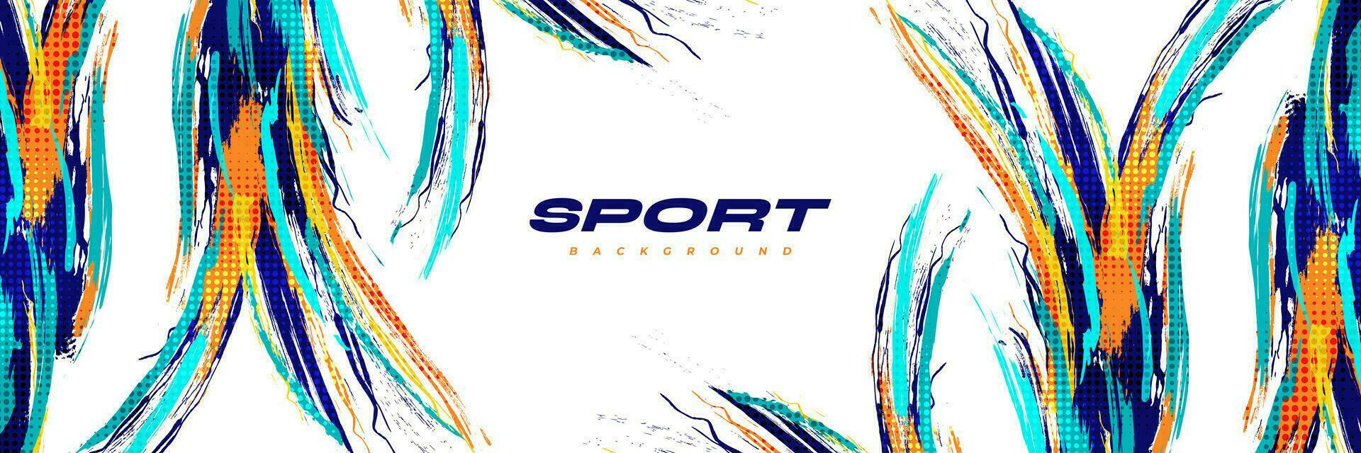 abstrakt och färgrik borsta bakgrund med halvton effekt. sport baner. borsta stroke illustration. repa och textur element för design vektor