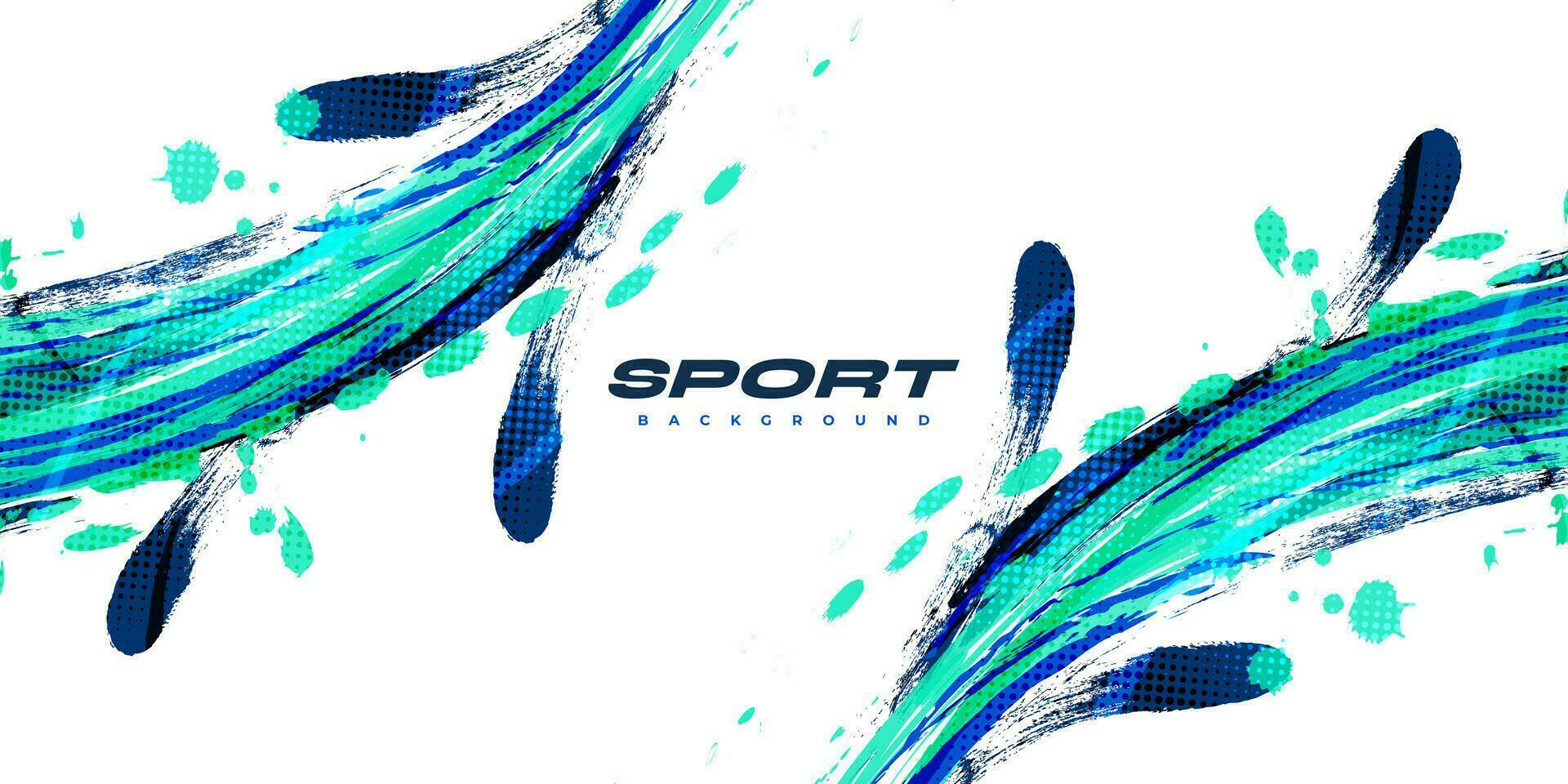 abstrakt Blau und Türkis Bürste Hintergrund mit Halbton Wirkung. Sport Hintergrund. Bürste Schlaganfall Illustration zum Banner oder Poster. kratzen und Textur Elemente zum Design vektor