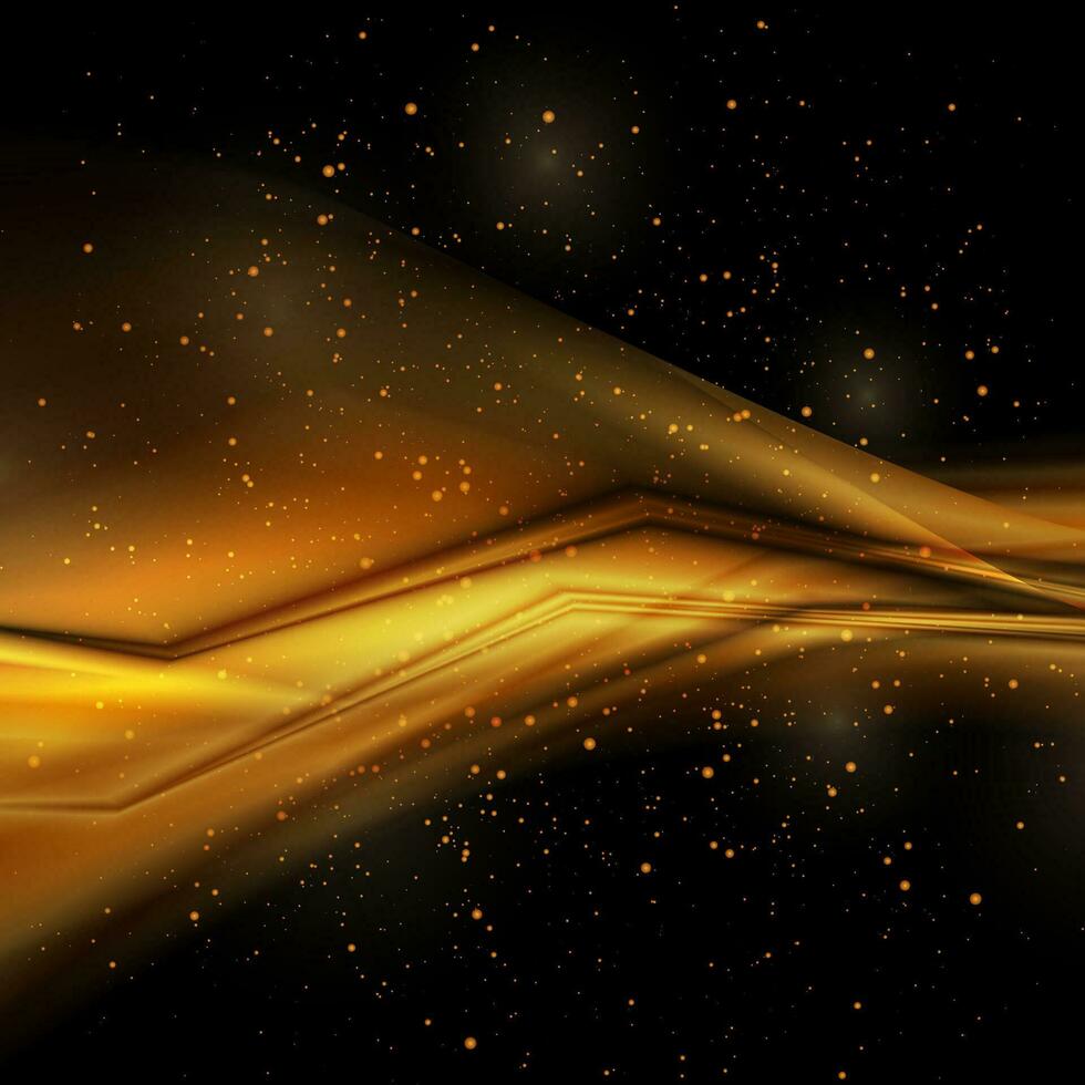 skinande abstrakt gyllene bakgrund med prickande damm och slät Ränder vektor