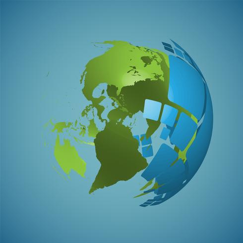 Weltkugel auf einem blauen Hintergrund, Vektorillustration vektor