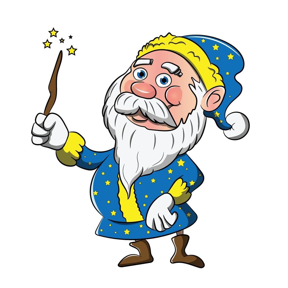 magischer weihnachtsmann blauer anzug zeichentrickfigur vektor